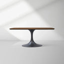 Aero Solid Oak Top Dining Table Tulip Rectangular Dining Table with Launette Base