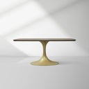 Aero Solid Oak Top Dining Table Tulip Rectangular Dining Table with Launette Base