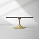 Aero Solid Oak Top Dining Table Tulip Rectangular Dining Table with Launette Base
