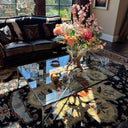 Thaddeus Metal Rectangular Glass Coffee Table Hand-Forged Living Sofa Center Tea Table