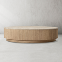 Mulhollan Oak Wood Stone Top Round Coffee Table