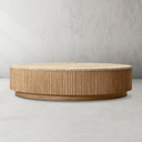 Mulhollan Oak Wood Stone Top Round Coffee Table