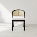 Aimee Dining Side Chair with Oak Wood Frame and Rattan Cane Back