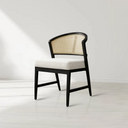 Aimee Dining Side Chair with Oak Wood Frame and Rattan Cane Back