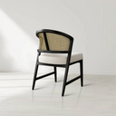 Aimee Dining Side Chair with Oak Wood Frame and Rattan Cane Back