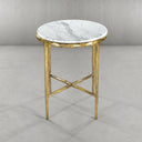 Thaddeus Carrara Marble Round Side Table Hand-Forged End Table 18"D