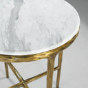 Thaddeus Carrara Marble Round Side Table Hand-Forged End Table 18"D