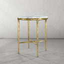 Thaddeus Carrara Marble Round Side Table Hand-Forged End Table 18"D
