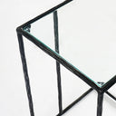 Thaddeus Tempered Glass Side Table Hand-Forged C-Shaped End Table