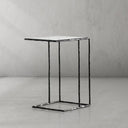 Thaddeus Tempered Glass Side Table Hand-Forged C-Shaped End Table