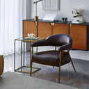 Thaddeus Tempered Glass Side Table Hand-Forged C-Shaped End Table