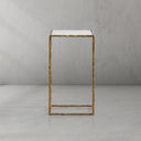 Thaddeus Tempered Glass Side Table Hand-Forged C-Shaped End Table