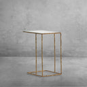Thaddeus Tempered Glass Side Table Hand-Forged C-Shaped End Table