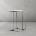 Thaddeus Tempered Glass Side Table Hand-Forged C-Shaped End Table