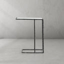 Thaddeus Tempered Glass Side Table Hand-Forged C-Shaped End Table