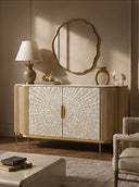 Perla 2 Door Mother of Pearl Sideboard Cabinet with Slate Top