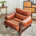 Mercury Cowhide Walnut Sofa Chair