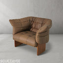 Cowhide Solid Wood Sofa Chair Brown
