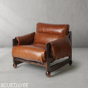 Mercury Cowhide Walnut Sofa Chair