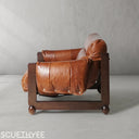 Mercury Cowhide Walnut Sofa Chair
