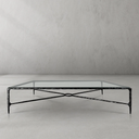Thaddeus Metal Rectangular Glass Coffee Table Hand-Forged Living Sofa Center Tea Table