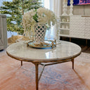 Thaddeus Metal Marble Round Coffee Table 3 Legs Hand-Forged Living Sofa Center Tea Table