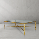 Thaddeus Metal Rectangular Glass Coffee Table Hand-Forged Living Sofa Center Tea Table