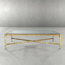 Thaddeus Metal Rectangular Glass Coffee Table Hand-Forged Living Sofa Center Tea Table
