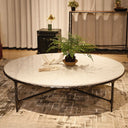 Thaddeus Metal Marble Round Coffee Table Hand-Forged Style O & X Living Sofa Center Tea Table