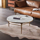 Thaddeus Metal Marble Round Coffee Table 3 Legs Hand-Forged Living Sofa Center Tea Table