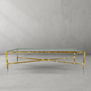 Thaddeus Metal Rectangular Glass Coffee Table Hand-Forged Living Sofa Center Tea Table