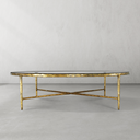 Thaddeus Metal Glass Round Coffee Table Hand-Forged Style O & X Living Sofa Center Tea Table