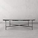 Thaddeus Metal Glass Round Coffee Table Hand-Forged Style O & X Living Sofa Center Tea Table