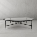 Thaddeus Metal Glass Round Coffee Table Hand-Forged Style O & X Living Sofa Center Tea Table