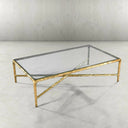 Thaddeus Metal Rectangular Glass Coffee Table Hand-Forged Living Sofa Center Tea Table