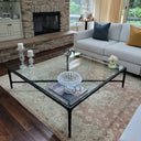 Thaddeus Metal Rectangular Glass Coffee Table Hand-Forged Living Sofa Center Tea Table