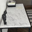 Thaddeus Metal Rectangle Marble Console Table Hand-Forged Entryways Entrance Table