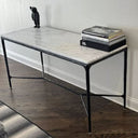 Thaddeus Metal Rectangle Marble Console Table Hand-Forged Entryways Entrance Table