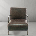 Vintage Forged Genuine Brown Leather Accent Chair
