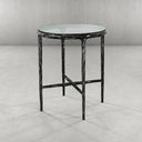 Thaddeus Metal Glass Round Side Table Hand-Forged End Table