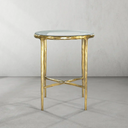 Thaddeus Metal Glass Round Side Table Hand-Forged End Table