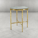 Thaddeus Metal Glass Round Side Table Hand-Forged End Table