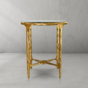 Thaddeus Metal Glass Round Side Table Hand-Forged End Table