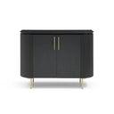 Lantine 2 Door Cabinet - Black Oak & Brass