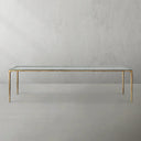 Thaddeus Metal Glass Rectangular Dining Table Hand-Forged Kitchen Table