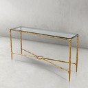 Thaddeus Metal Rectangle Glass Console Table Hand-Forged Style O & X Entryways Entrance Table