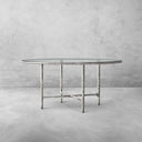 Thaddeus Metal Glass Round Dining Table Hand-Forged Kitchen Table