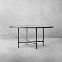 Thaddeus Metal Glass Round Dining Table Hand-Forged Kitchen Table