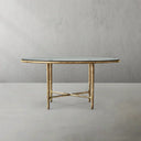 Thaddeus Metal Glass Round Dining Table Hand-Forged Kitchen Table