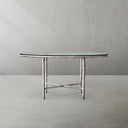 Thaddeus Metal Glass Round Dining Table Hand-Forged Kitchen Table